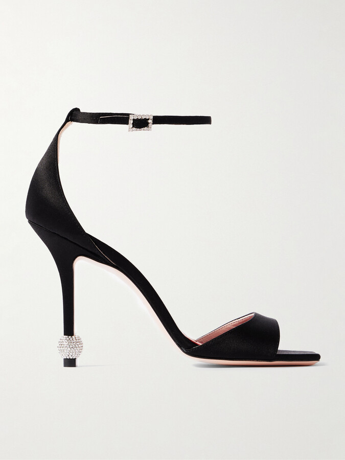 Roger Vivier Marlene 100 Crystal-embellished Satin Sandals - Black