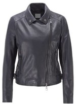 Thumbnail for your product : HUGO BOSS Nappa-leather biker jacket with oversized lapels