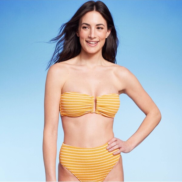 Women's Square Neck Bralette Bikini Top - Wild Fable™ Yellow XL