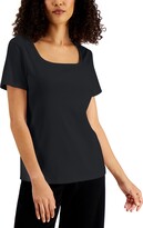 Thumbnail for your product : Karen Scott Solid Square-Neck Cotton Top, Created for Macy's
