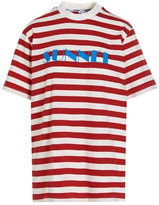 Sunnei Stripe-Printed Crewneck T-Shirt