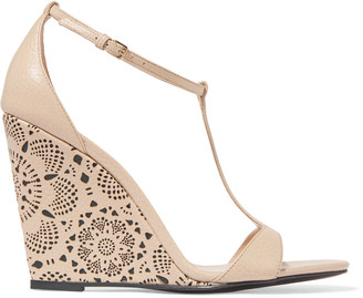 Burberry Laser-cut leather wedge sandals