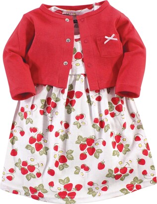 Hudson Baby Dress and Cardigan Set, Strawberries, 5 Toddler