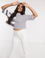 Thumbnail for your product : ASOS DESIGN cropped t-shirt in cutabout charcoal stripe
