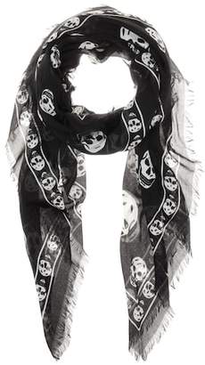 Alexander McQueen Skull-print silk-blend scarf