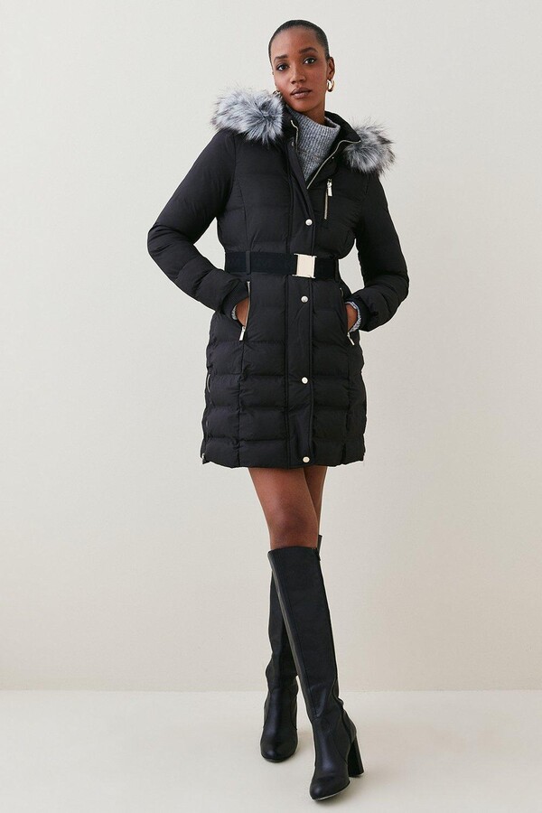 black puffer coat black fur hood