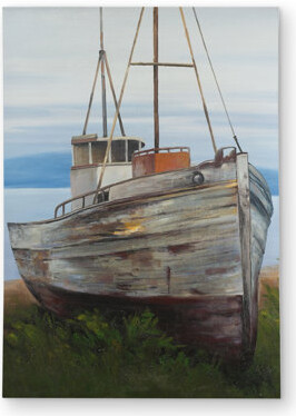 Begin Edition International Inc. Old Abandoned Boat - Green Sea Outdoor Area Rug for Home Decor