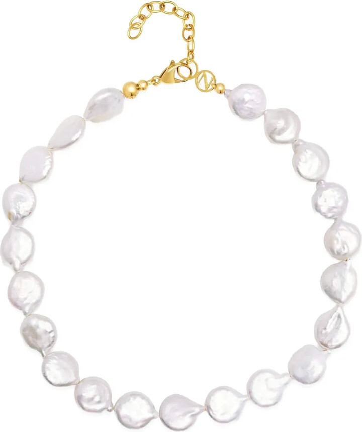 Nialaya Jewelry Como flat-pearl choker necklace