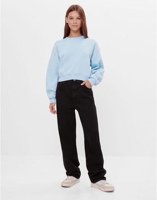 Bershka organic cotton sweatshirt with seams in baby blue - ShopStyle
