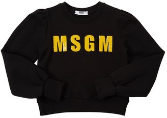 MSGM Sequined Logo Cotton Sweatshirt