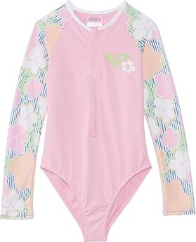 Roxy Girls Hidden Garden Long Sleeve Onesie Swimsuit Blue/Print 12