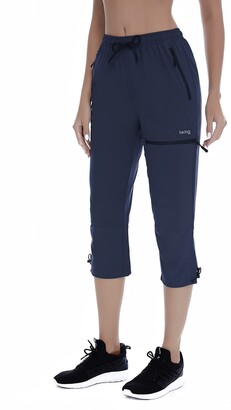 Xtansuo Women’s Hiking Pants Lightweight Capris Quick Dry Water Resistant Drawstring Fishing UPF 50 Joggers Zipper Pockets 