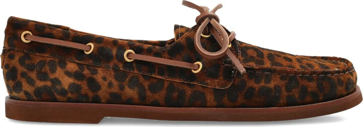 Gianvito Rossi Vandé leopard print lace-up boat shoes
