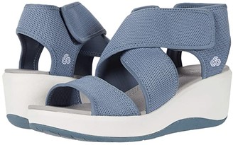Clarks Step Cali Palm (Blue Grey Textile) Women's Wedge Shoes
