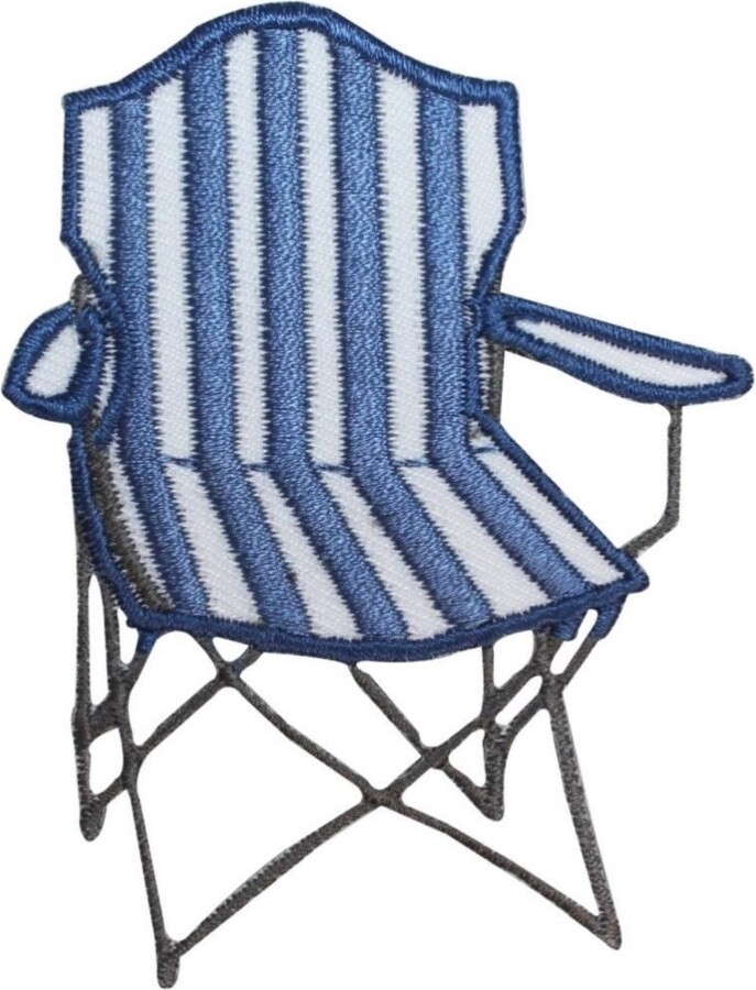 Id 1790Z Blue Striped Folding Chair Patch Outdoor Embroidered Iron On Applique