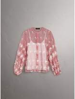 Thumbnail for your product : Burberry Puff-sleeve Embroidered Tulle Blouse