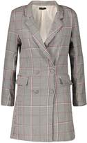 Thumbnail for your product : boohoo Woven Pink Dog Tooth Blazer Dress