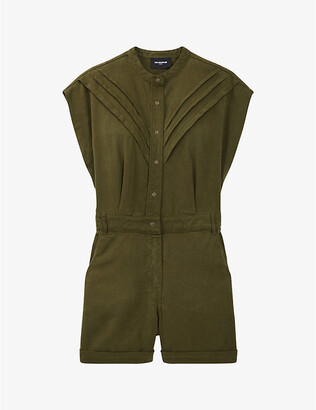 The Kooples Buttoned relaxed-fit woven playsuit