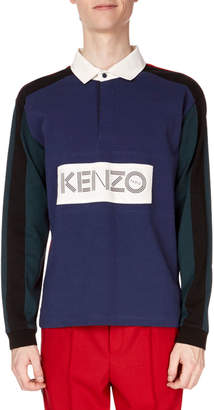 Kenzo Men's Colorblock Long-Sleeve Rugby Polo Shirt