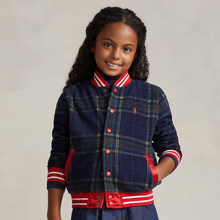 Polo Ralph Lauren Ralph Lauren Plaid Logo Fleece Baseball Jacket -  ShopStyle Girls' Outerwear