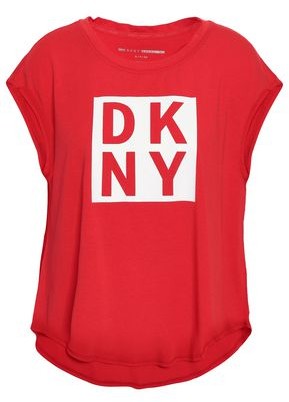 DKNY Printed Stretch Cotton And Modal-blend Jersey Top