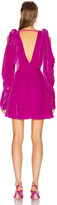 Thumbnail for your product : Les Rêveries Bow Shoulder Velvet Mini Dress in Fuchsia Velvet | FWRD
