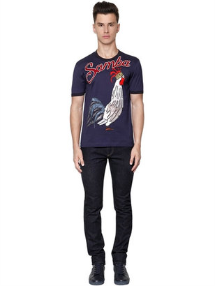 Dolce & Gabbana Rooster Printed Cotton Jersey T-Shirt