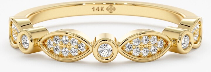 Etsy Diamond Stacking Ring 14K Solid Gold Half Eternity Engagement Ring Set Wedding Band Vintage Davinia