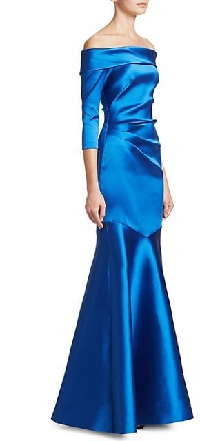 theia flutter sleeve mermaid gown