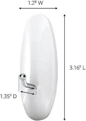 Command 17068-7ES Hook, White, Metal, 1 11/32 in D, PK7