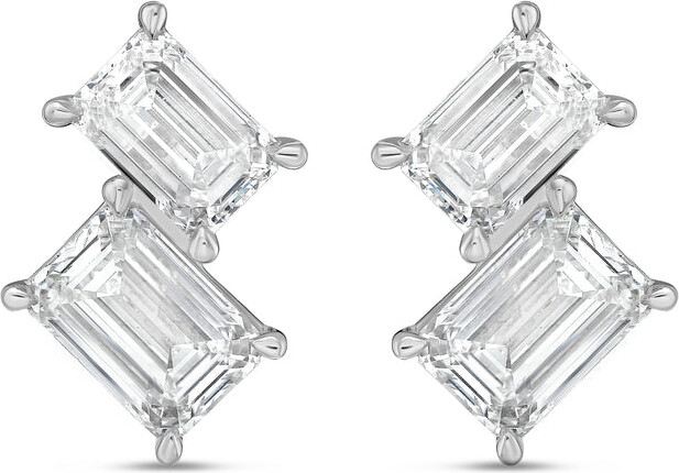 Diana M 14K WG Gold 2 Stone Earrings 7.00 Ct Tw