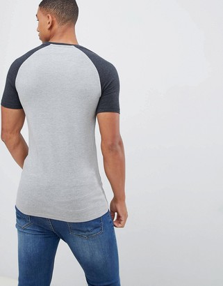 ASOS DESIGN muscle fit crew neck t-shirt with contrast raglan