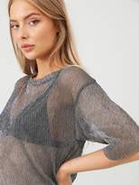 Thumbnail for your product : Very Metallic Lightweight Boxy Top - Silver