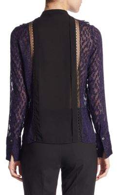 3.1 Phillip Lim Long Sleeve Lace Fil Coupe Top