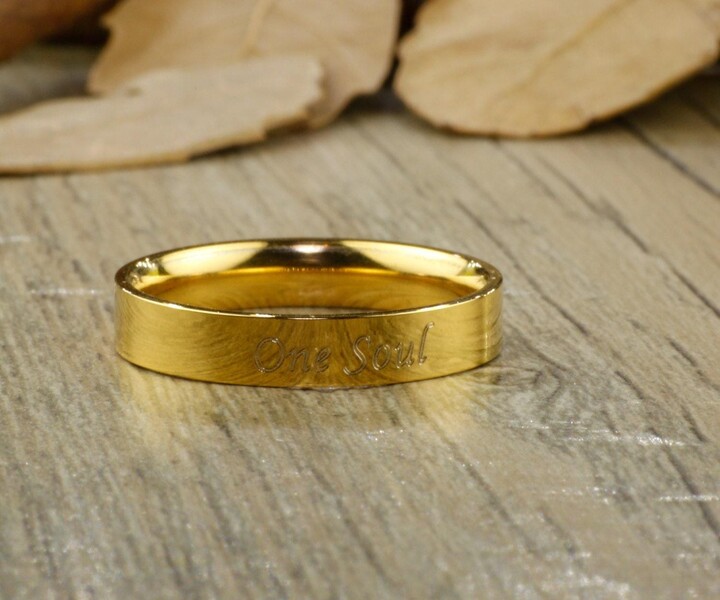 Etsy Handmade Yellow Gold Titanium Ring Personalized Anniversary Wedding Band