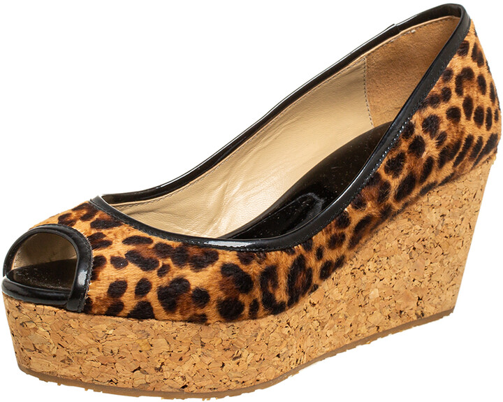 leopard print wedge shoes