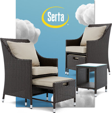 Serta Laguna Outdoor Patio Furniture Collection 5 Piece Non-Reclining Set, Brown Wicker