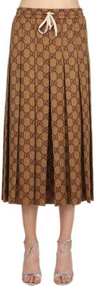 Gucci Gg Print Pleated Jersey Skirt