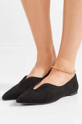 Tory Burch Lucia Oxford Suede Point-toe Flats
