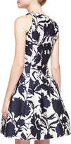 Thumbnail for your product : Oscar de la Renta Sleeveless Floral Fit-and-Flare Dress