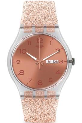 Swatch Unisex New Gent - Pink Glistar Watch SUOK703