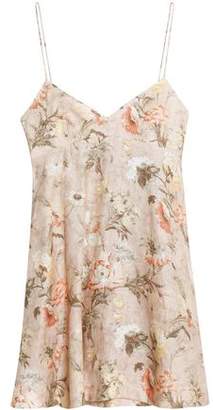 Zimmermann Flared Floral-print Linen Mini Dress