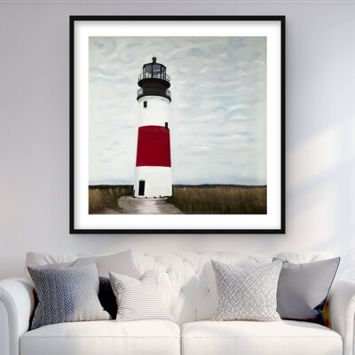 Lark Manor Sankaty Head Lighthouse Print - Office Marine Framed Decor