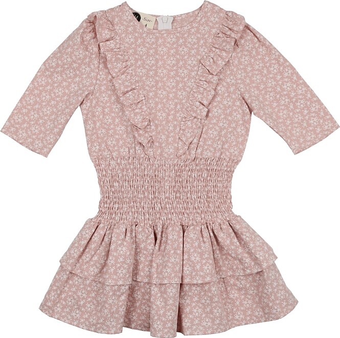 Manière Girls' Textured Floral Short Sleeve Dress - Little Kid, Big Kid