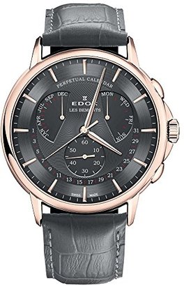 Edox Men's 'Les Bemonts' Swiss Quartz Stainless Steel and Leather Dress Watch