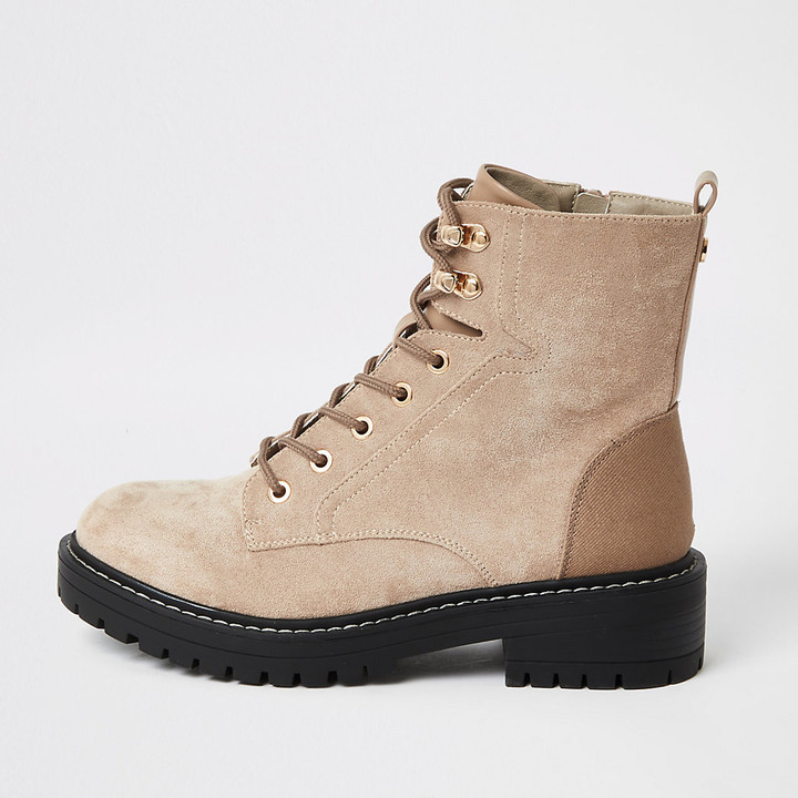 wide fit chunky lace up boots