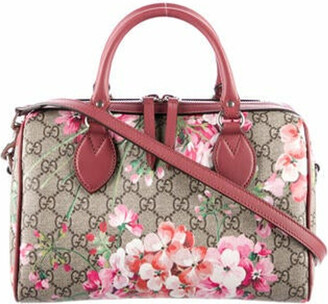 Gucci Pink GG Blooms Supreme Canvas Boston Bag Small