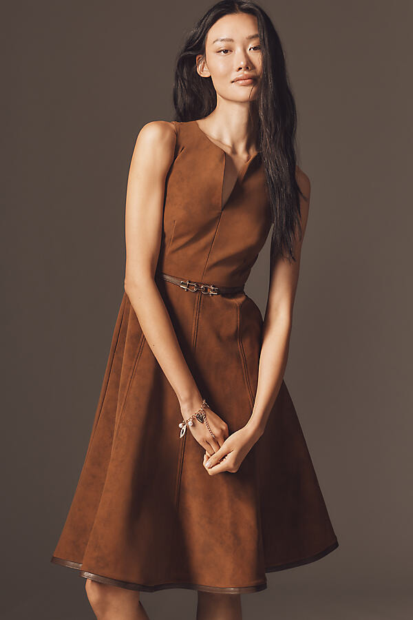 En Saison Eloise Sleeveless Faux-Suede Mini Dress