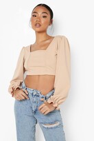 Thumbnail for your product : boohoo Petite Square Neck Scuba Puff Sleeve Crop Top