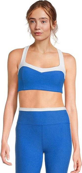 Beyond Yoga Spacedye Trophy Light Support Bra Women's Bra Court Blue Heather/Cloud White : MD, Elastane/Polyester